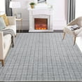 thumbnail image 1 of Aoile 10' x 13' Washable Area Rug, Modern Plaid Rug, Soft Faux Wool Rug Non-slip Low Pile Accent Small Rug for Bathroom Bedroom Kitchen Laundry, Dark Grey, 1 of 1