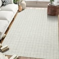 thumbnail image 1 of Aoile 10' x 13' Washable Area Rug, Modern Plaid Rug, Soft Faux Wool Rug Non-slip Low Pile Accent Small Rug for Bathroom Bedroom Kitchen Laundry, Light Grey, 1 of 9