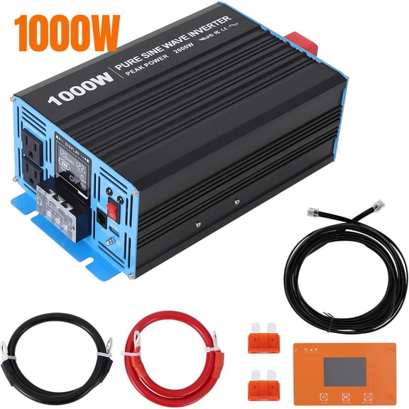 Aoile 1000W Pure Sine Wave Inverter, 12V DC to AC 120V DC Power Inverter with LCD Display & Remote Controller for Home, RV, Truck