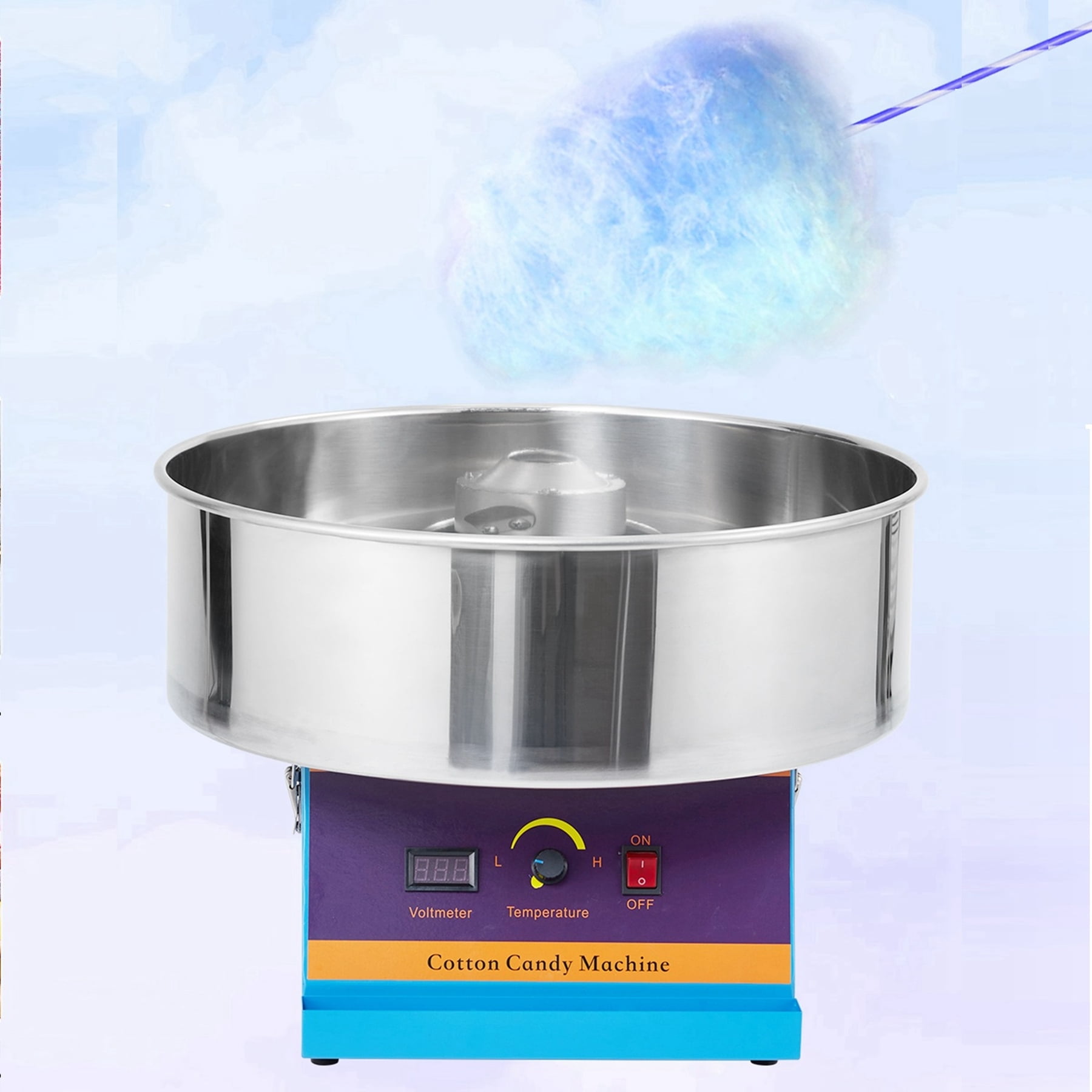 Commercial Cotton Candy Machine With Cart & Cover | 1000W, Stainless Steel Bowl, Makes 6 Cones/Minute