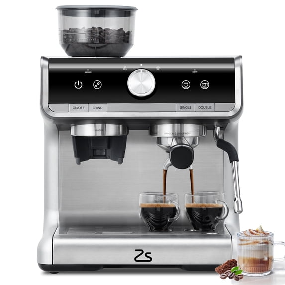 Aoile 1450W Espresso Machine with Grinder & Milk Frother, 20 Bar Semi-Automatic Cappuccino Latte Coffee Maker