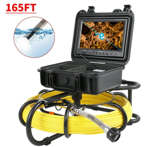 Aoile 165Ft Sewer Inspection Camera with Self Leveling, 9" Snake Camera w/ DVR, Adjustable LEDs, Sewer Camera for Home Plumbing, Household, Drain Inspection