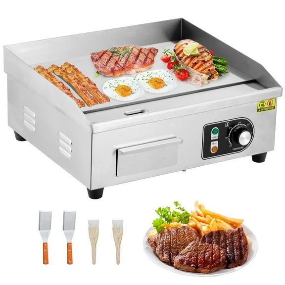 Aoile 18" Commercial Electric Flat Top Griddle, 1600W Countertop Non-Stick Teppanyaki Grill with Temperature Control