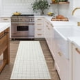 thumbnail image 1 of Aoile 2' x 6' Washable Runner Rug, Modern Plaid Rug with Non-slip, Low Pile Rug for Bathroom Bedroom Kitchen Laundry, Light Grey, 1 of 8