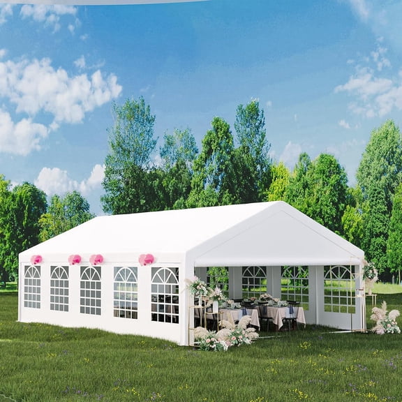 Aoile 20'x32' Outdoor Party Wedding Tent, Galvanized Steel Patio Canopy Gazebo with 10 Removable Sidewalls