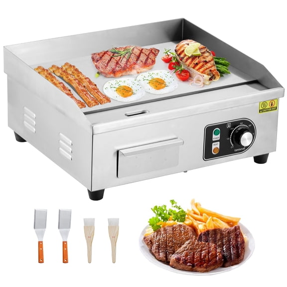 Aoile 22" Commercial Electric Flat Top Griddle, 1600W Countertop Non-Stick Teppanyaki Grill with Temperature Control
