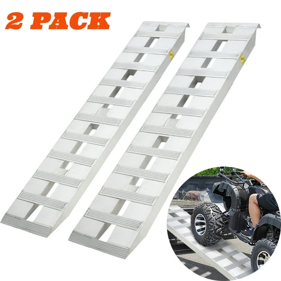 Aoile 2Pack Loading Ramps, 60" x 12" Aluminum Ramps with Top Hook Attaching End for Pickup Truck, Motorcycle, ATV, 6000 lbs Capacity, Silver