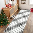 thumbnail image 1 of Aoile 2x6 Washable Runner Rug, Christmas Decoration Carpet, Geometric Checkered Throw Mat Floor Carpet for Hallways, Long Entryway, Black/Grey, 1 of 10