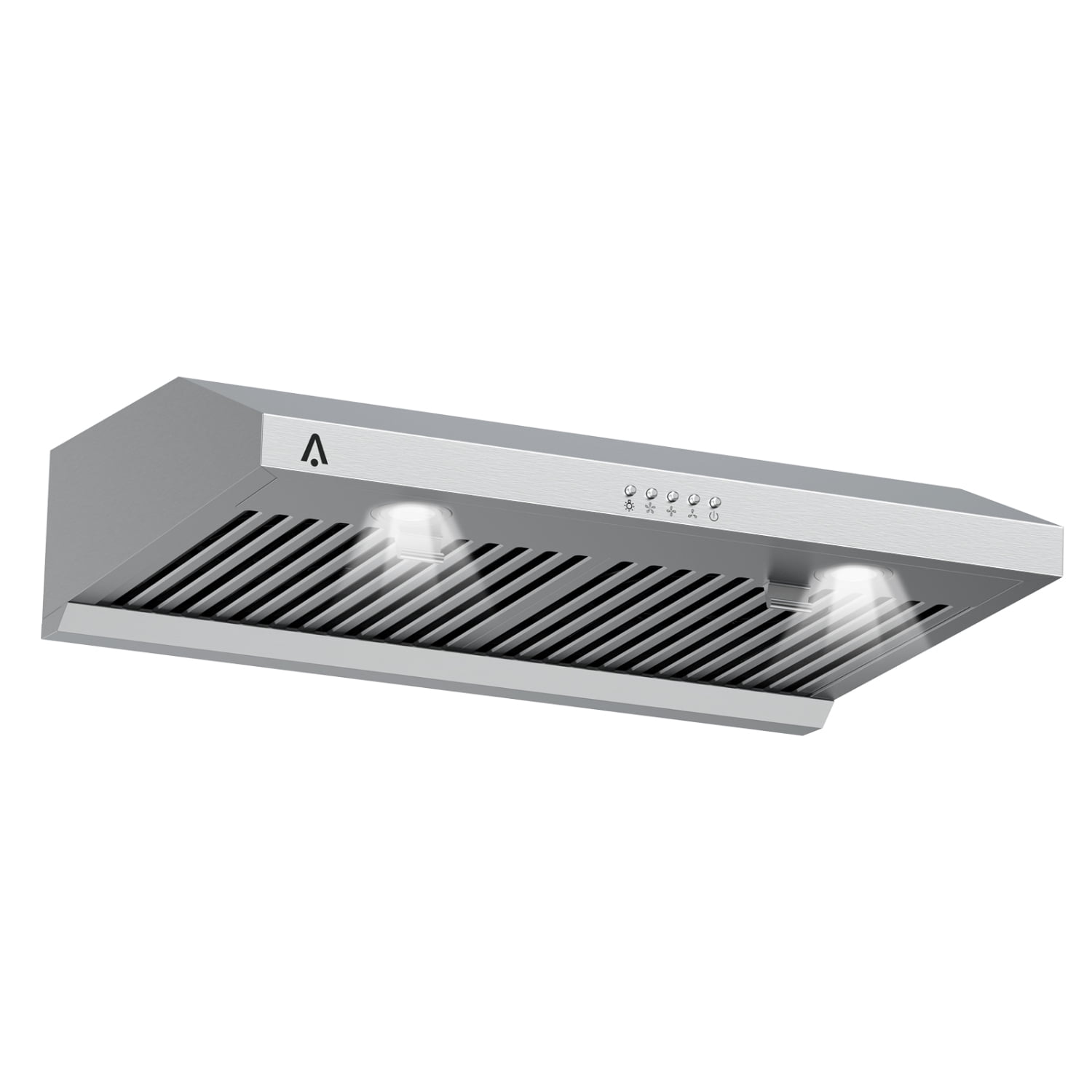 Aoile 30" Range Hood Under Cabinet with Baffle Filters, 400 CFM Kitchen Exhaust Hood w/3 Speed, LED Lights, Button Control, 110V, Silver
