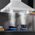 thumbnail image 1 of Aoile 30 inch Range Hood, 400 CFM Wall Mount Kitchen Hood with Ducted/Ductless Convertible, Silver, 1 of 8