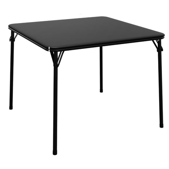 Aoile 33.6" Folding Card Table, Portable Board Game Table with PU Soft Cushion & Anti-slip Foot Covers, Metal Foldable Table for Home, Parties, Picnics, Black