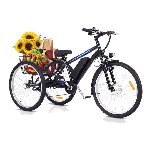 Aoile 350W Adult Electric Tricycle, 24" Wheel Electric Trike Mobility Scooter with Large Basket, 40 MI Long Range