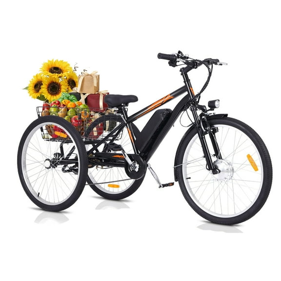 Aoile 350W Adult Electric Tricycle, 24" Wheel Electric Trike Mobility Scooter with Large Basket, 40 MI Long Range