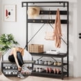 thumbnail image 1 of Aoile 4-in-1 Hall Tree, Entryway Bench with Coat Rack Freestanding, Shoe Bench with 8 Hooks & 3-Tier Storage Shelf, Black, 1 of 8