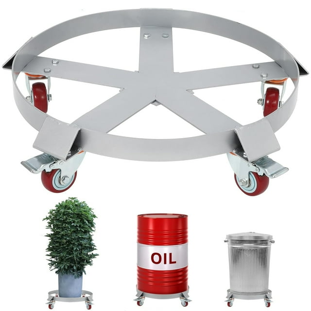 Aoile 55 Gallon Drum Dolly, Heavy Duty Steel Frame Bucket Dolly with 5 Swivel Casters Wheel for Furniture/Trash/Plant (Set of 1)