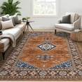 thumbnail image 1 of Aoile 5x7 Washable Area Rugs, Boho Vintage Carpet, Low Pile Non Slip Floor Cover for Bedroom Living Room Kitchen, Retro Orange, 1 of 1