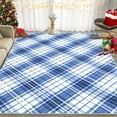 thumbnail image 1 of Aoile 6x9 Washable Large Area Rug, Christmas Decoration Carpet, Geometric Checkered Throw Mat Floor Carpet for Living Room, Blue, 1 of 1