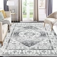 thumbnail image 1 of Aoile 8' x 10' Washable Area Rug | Soft Retro Distressed Rug | Bedroom Rug | Boho Vintage | Non Slip | Low Pile | Gray, 1 of 10