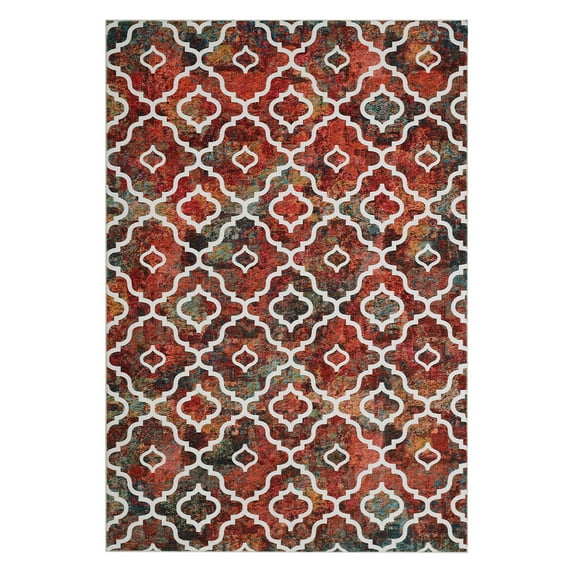 Aoile 9x12 Area Rug, Moroccan Vintage Washable Rug, Non-Slip & Non-Shedding Print Floor Carpet for Room, Color