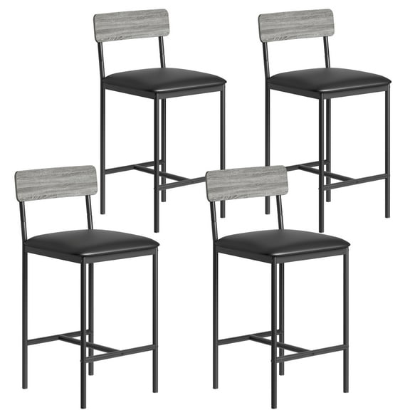 Aoile Bar Stools Set of 4, Counter Stools with Footrest for Counter Bar, Island, Easy Assembly, Rustic Grey