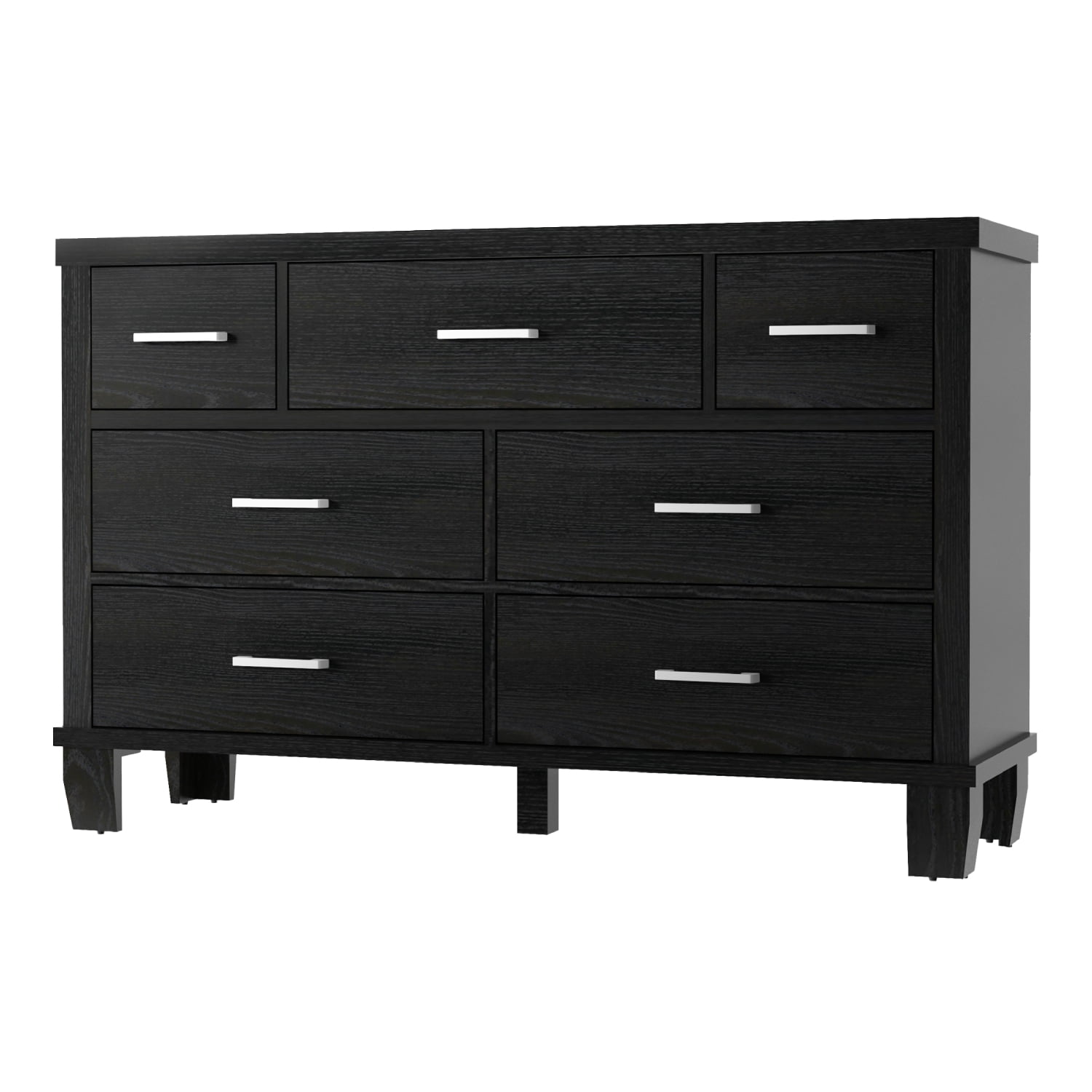 Aoile Black Dresser with 7 Drawers, Chest of Drawers Closet with Metal ...
