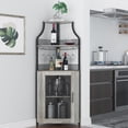 thumbnail image 1 of Aoile Corner Wine Cabinet with LED Lights - 5-Tier Industrial Bar Cabinet with Barn Door & Glass Rack, Farmhouse Style, 1 of 7