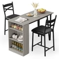 thumbnail image 1 of Aoile Dining Table Set with 3 Storage Shelves, Counter Height Kitchen Table Set for 2, Expandable Bar Table with 2 Cushioned Chairs for Small Spaces, Apartment, Gray, 1 of 9