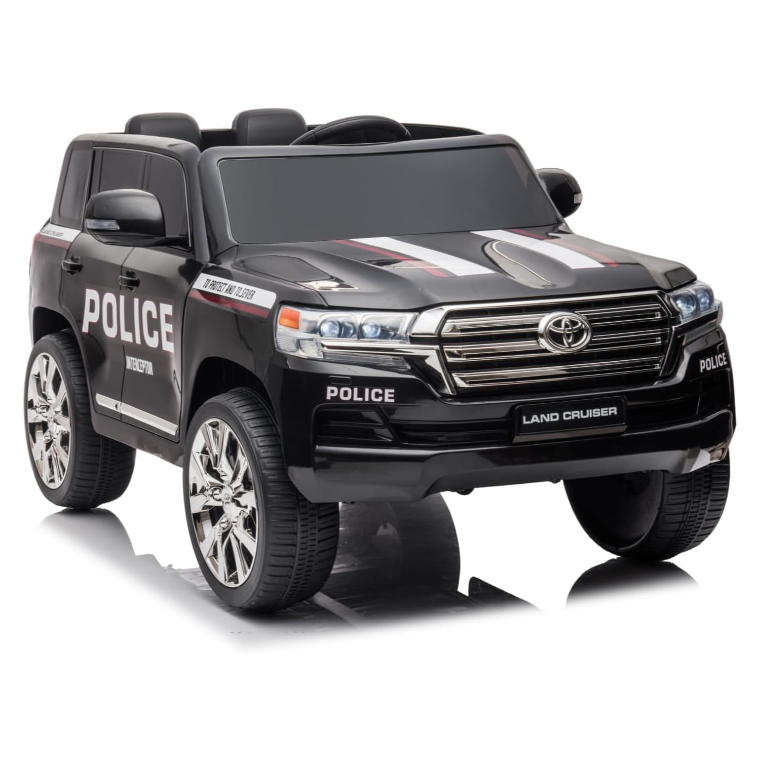 Black 12V Electric Ride-On Police SUV with Remote Control