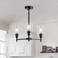 thumbnail image 1 of Aoile Farmhouse 3-Light Chandelier with Glass Shade, Ceiling Light Fixture Chandeliers W/Height Adjustable for Dining Room Kitchen Island Living Foyer Hallway, Black, 1 of 8