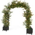 thumbnail image 1 of Aoile Garden Arch Trellis, Span 86.6" Metal Arch with Planter Boxs for Wedding Garden Party Plant Support Flower, Black, 1 of 7