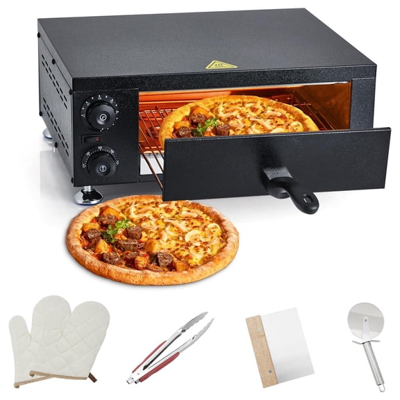 Aoile Indoor Pizza Oven Countertop, 1100W Electric Pizza Oven with Timer for Home and Commercial, Black