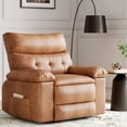 thumbnail image 1 of Aoile Recliner Chair with Massage and Heat, Oversized Swivel Rocking Chair W/Side Pocket for Living Rooms, Bedrooms, Nurseries （37.4"W/Retro Brown), 1 of 8
