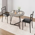 thumbnail image 1 of Aoile Round Dining Table Set for 2, Small Dining Room Table Set with 2 Upholstered Chairs for Small Place, Apartment, Gray, 1 of 9