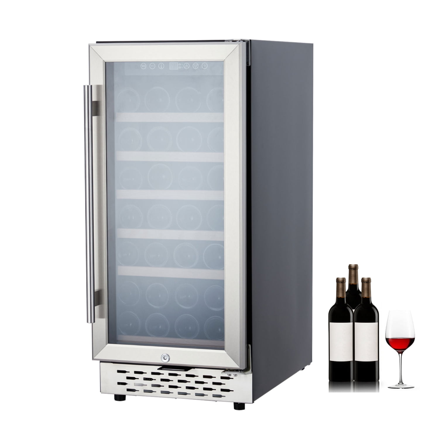 Aoile Small Wine Fridge 28 Bottles, Built-in/Freestanding Wine ...