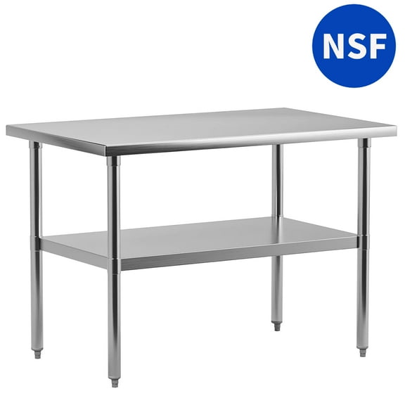 Aoile Stainless Steel Table, 36" x 24" Heavy Duty Commercial Food Prep Worktable with Adjustable Bottom Shelf for Kitchen, Silver