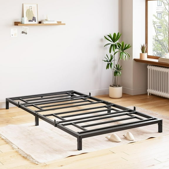 Aoile Twin Bed Frame, Heavy Duty Metal Platform Bed Frame, No Box Spring Needed, Noise Free, Easy Assembly, Black, 8"H