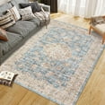 thumbnail image 1 of Aoile Vintage Area Rug 5x7, Washable Rug Low Pile Non-slip Floral Distressed Mat for Living Room Bedroom Dining Room Home Decor, Blue, 1 of 8