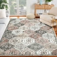 thumbnail image 1 of Aoile Washable Area Rugs 5' x 7', Moroccan Trellis Rug Non-slip Stain Resistant Accent Rug Vintage Distressed Floral Floor Cover Carpet for Dining Room Office Entry Rug, Pink/Grey, 1 of 9