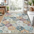 thumbnail image 1 of Aoile Washable Area Rugs 9' x 12', Moroccan Trellis Rug Non-slip Stain Resistant Accent Rug Vintage Distressed Floral Floor Cover Carpet for Dining Room Office Entry Rug, Purple Multi, 1 of 8