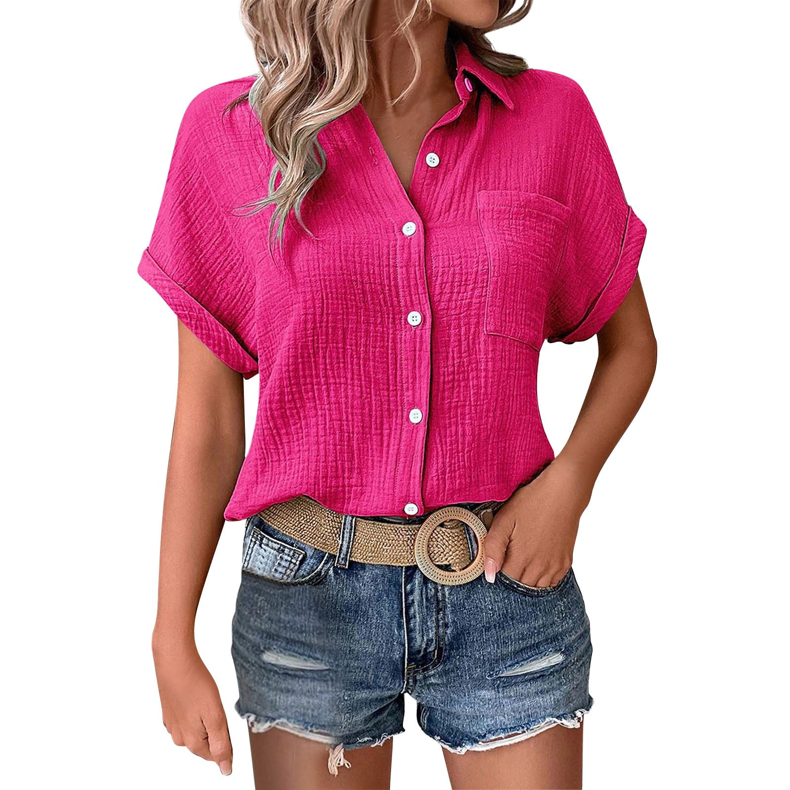 Aoiroe 3/4 Length Sleeve Cotton Linen Womens,Short Sleeve Traditional ...