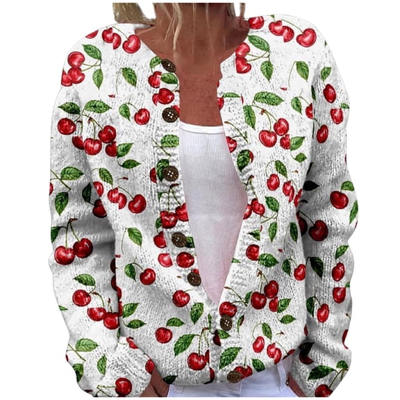 Aoiroe Chunky Cardigan Fall Cardigan Casual Outerwear Long Sleeve Cardigans For Women Fall Coats For Women Crochet Sweaters For Women Loose Sweaters For Women Watermelon red 2XL