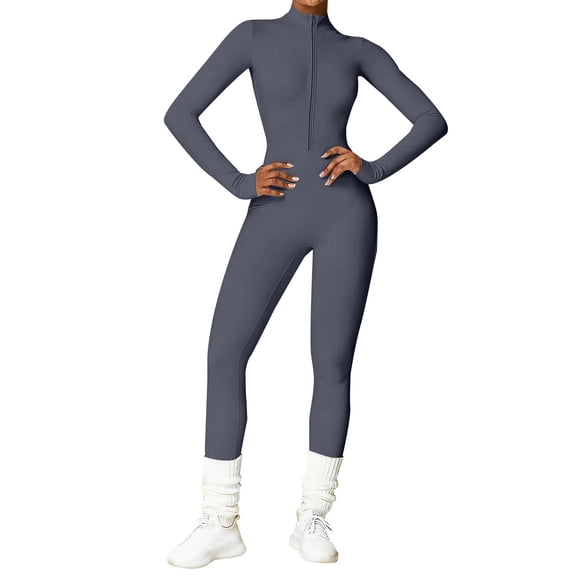 Aoiroe Compression Jumpsuits Workout Bodysuit Workout Jumpsuit Jumpsuits for Women Jumpsuits for Women Casual Womens Jumpsuits Casual Dressy Body Suits for Womens Tummy Control Full Body Suit Gray M