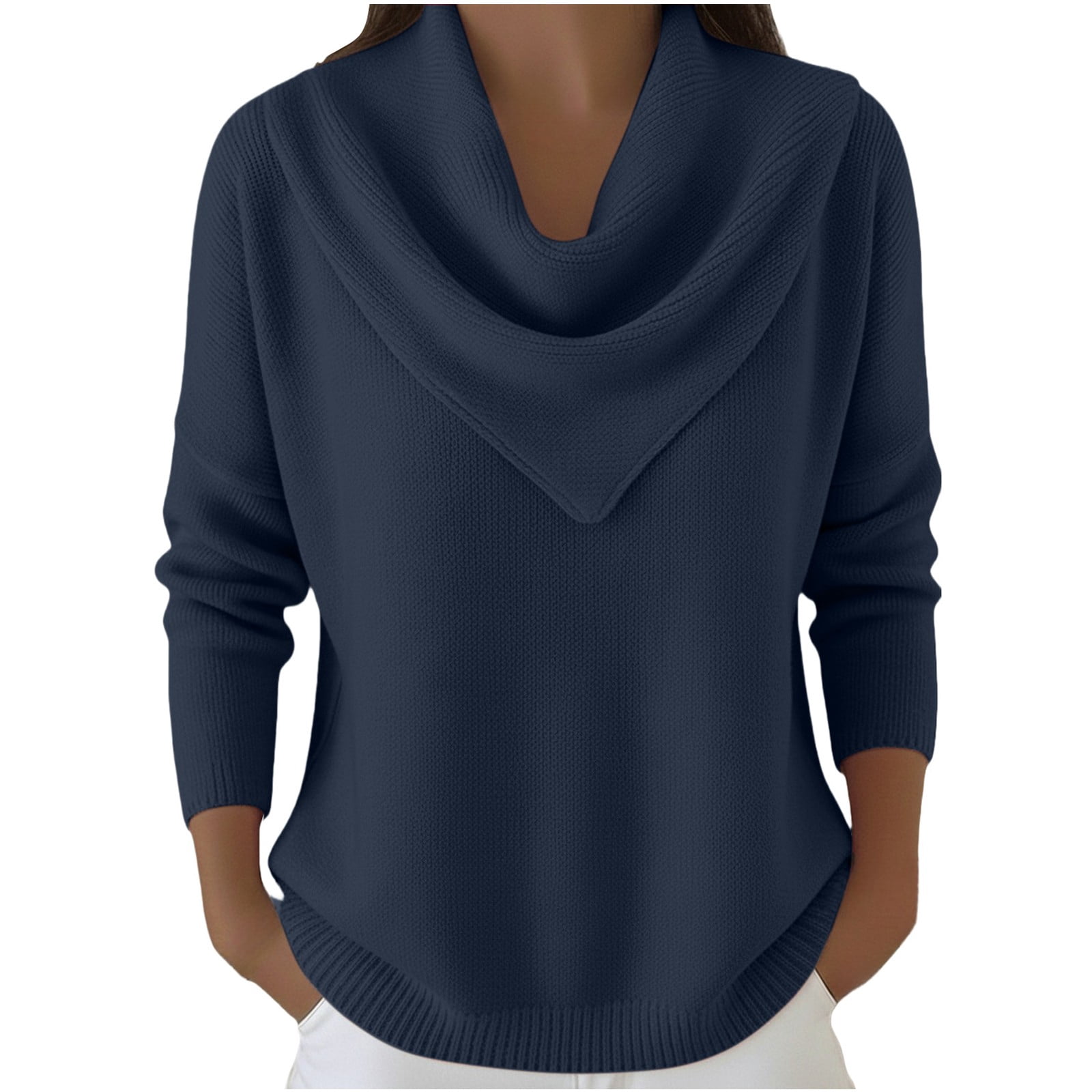Aoiroe Cowl Neck Tops for Women Women’S Stretchable Cowl Neck Knit — free download