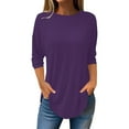 thumbnail image 1 of Aoiroe Crew Neck Sweater For Women Compression Shirts Pullover Sweaters Womens Compression Long Sleeve Women Undershirts For Women Clothes For Women Trendy Women'S Pullover Sweaters Purple 4XL, 1 of 4