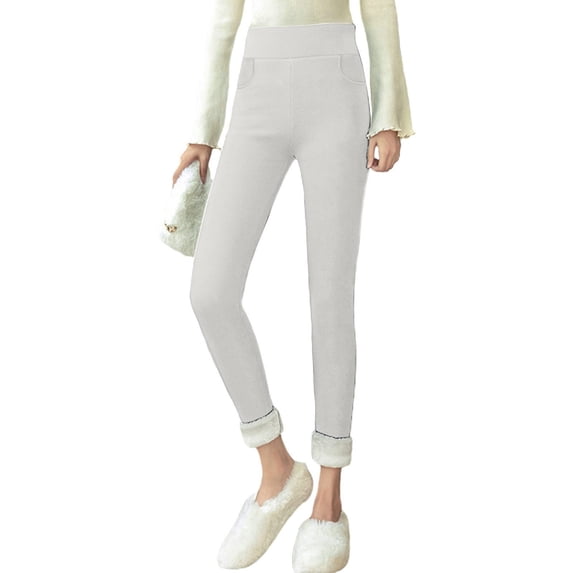 Aoiroe Dress Pants for Women,Plus Size Winter Clothes Stretch Sherpa Tights Pants Thermal Legging Pants High Waisted Winter Thermal Warm Yoga Pants Gray S