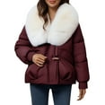 thumbnail image 1 of Aoiroe Fall Jackets For Women 2025 Womens Long Winter Coat Down Coats For Women Plus Size Coat Puffer Jacket Womens Jacket Trench Coat Women Wine L, 1 of 4