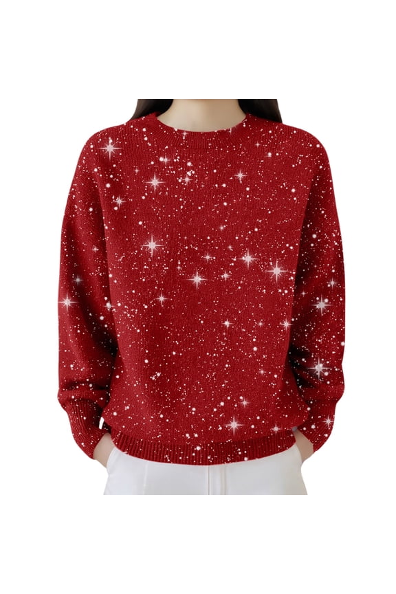 Fashion Clothing Womens Tops Womens Sweaters Dressy Casual Winter Sweaters For Women 2025 Cowl Neck Sweater For Women Women Fall Clothes Sequin Tops For Women Red 3XL