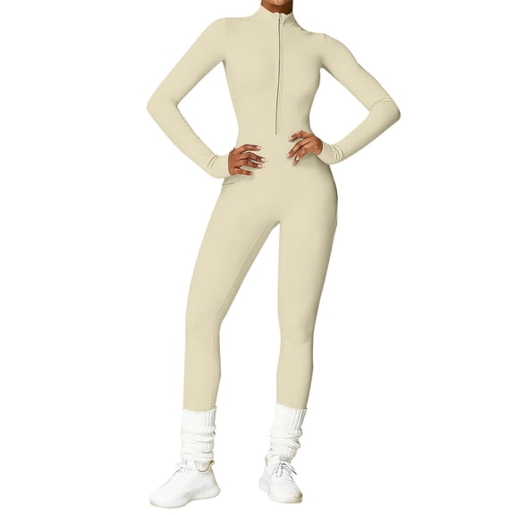 Aoiroe Full Body Suit Compression Jumpsuits Jumpsuits for Women Casual one Piece Workout Outfit for Women Workout Bodysuit Winter Rompers Body Suits Workout Seamless Jumpsuits Workout Jumpsuit M