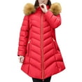 thumbnail image 1 of Aoiroe Heavy Winter Coats For Women Women'S Plus Size Winter Coats Long Puffer Jacket Womens Plus Size Coat Long Winter Coats For Women Oversized Casual Loose Solid Winter Coat Red 3XL, 1 of 8