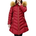 thumbnail image 1 of Aoiroe Heavy Winter Coats For Women Women'S Plus Size Winter Coats Long Puffer Jacket Womens Plus Size Coat Long Winter Coats For Women Oversized Casual Loose Solid Winter Coat Wine 3XL, 1 of 8